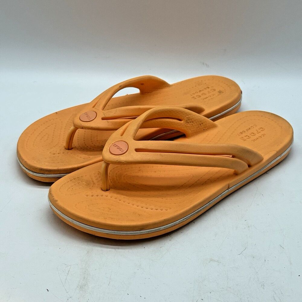 Crocs Crocband Flip Flops Women's 7 Orange Sorbet H2O Friendly Thong Pool Sandal - Picture 3 of 9
